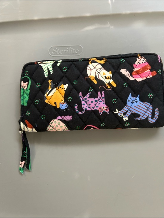 Vera Bradley Handbags - Vera Bradley Black Quilted Wallet with Multicolor Cat Print